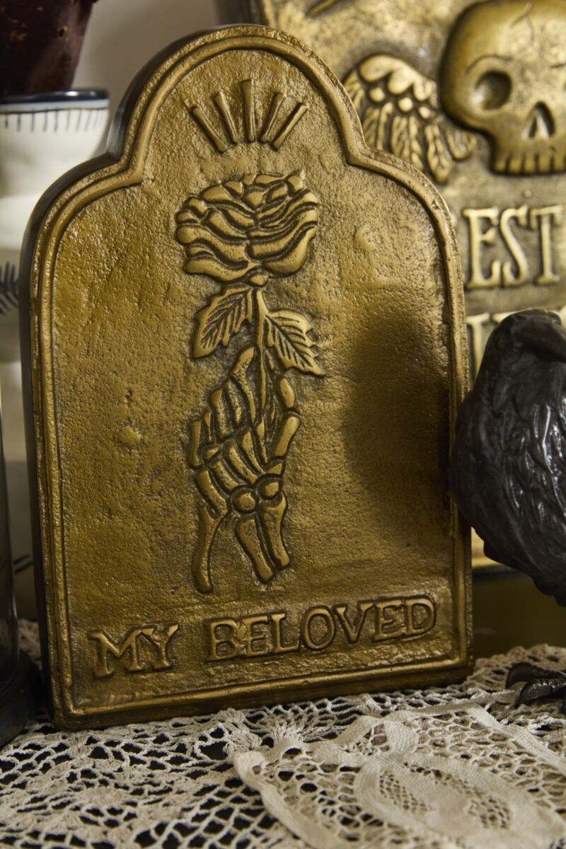 Antique Gold Metal Tombstone