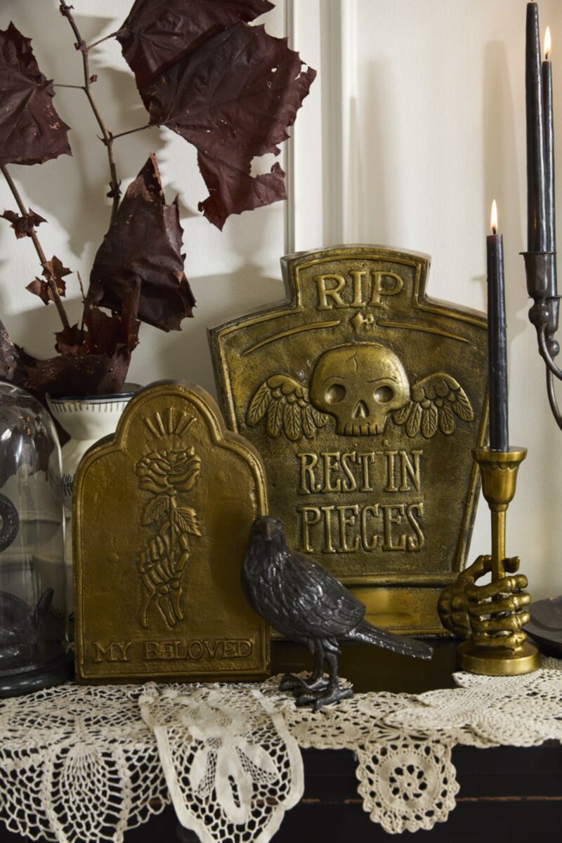 Antique Gold Metal Tombstone