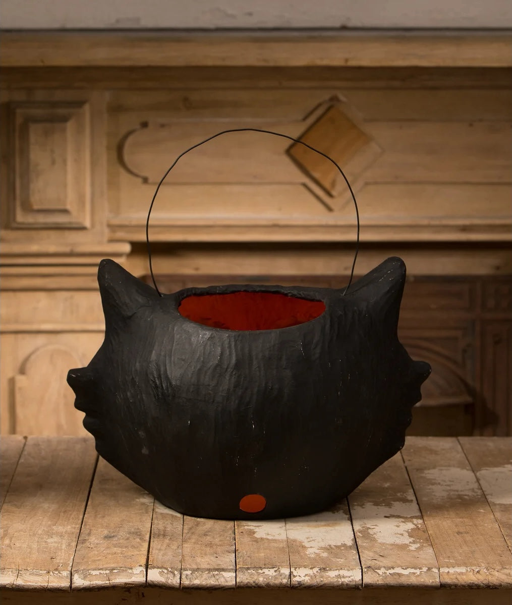 Mr. Cool Cat Paper Mache Bucket - Backside