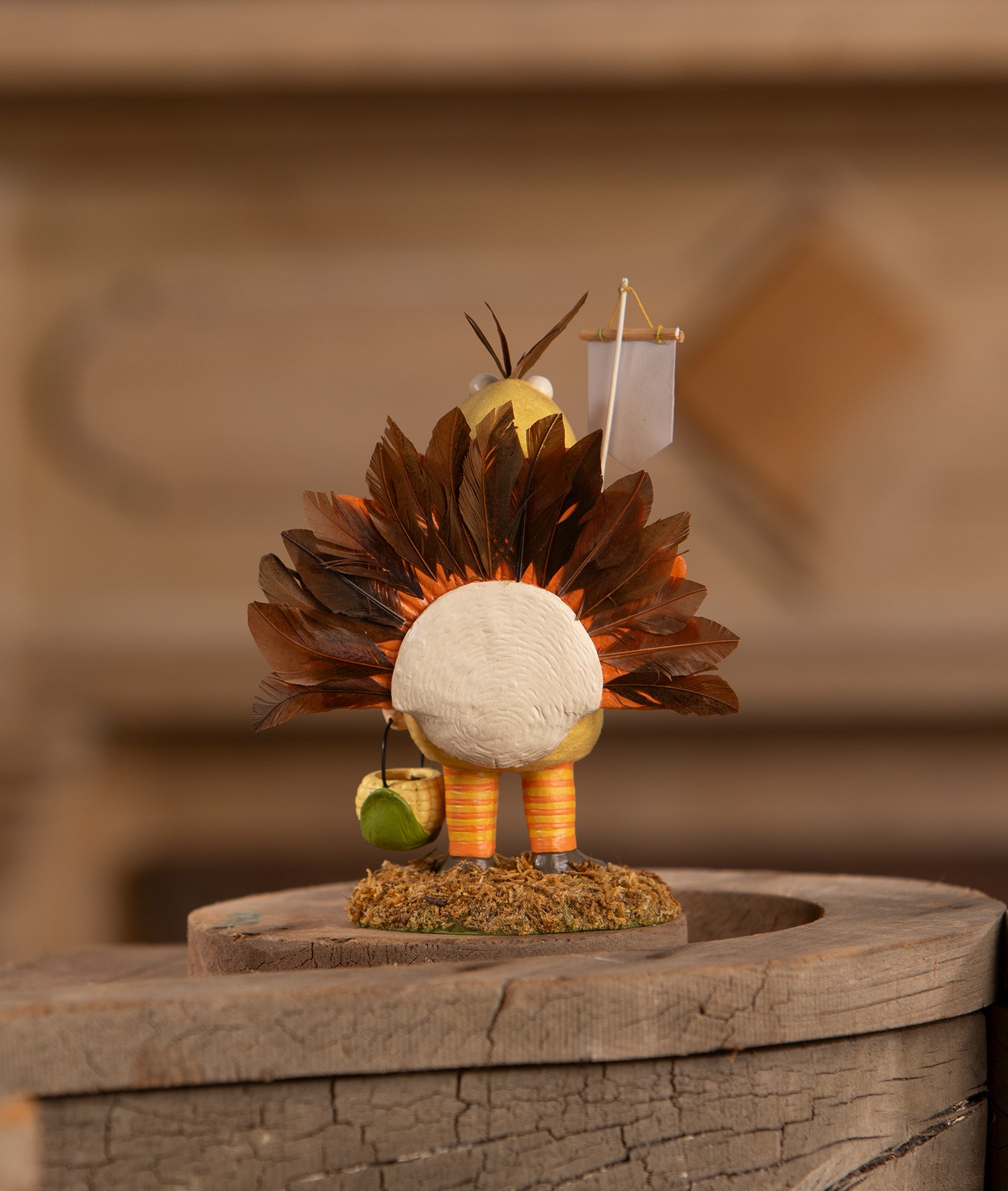 Bethany Lowe Tommy Turkey Boy figurine dressed up in Turkey Costume for Thanksgiving