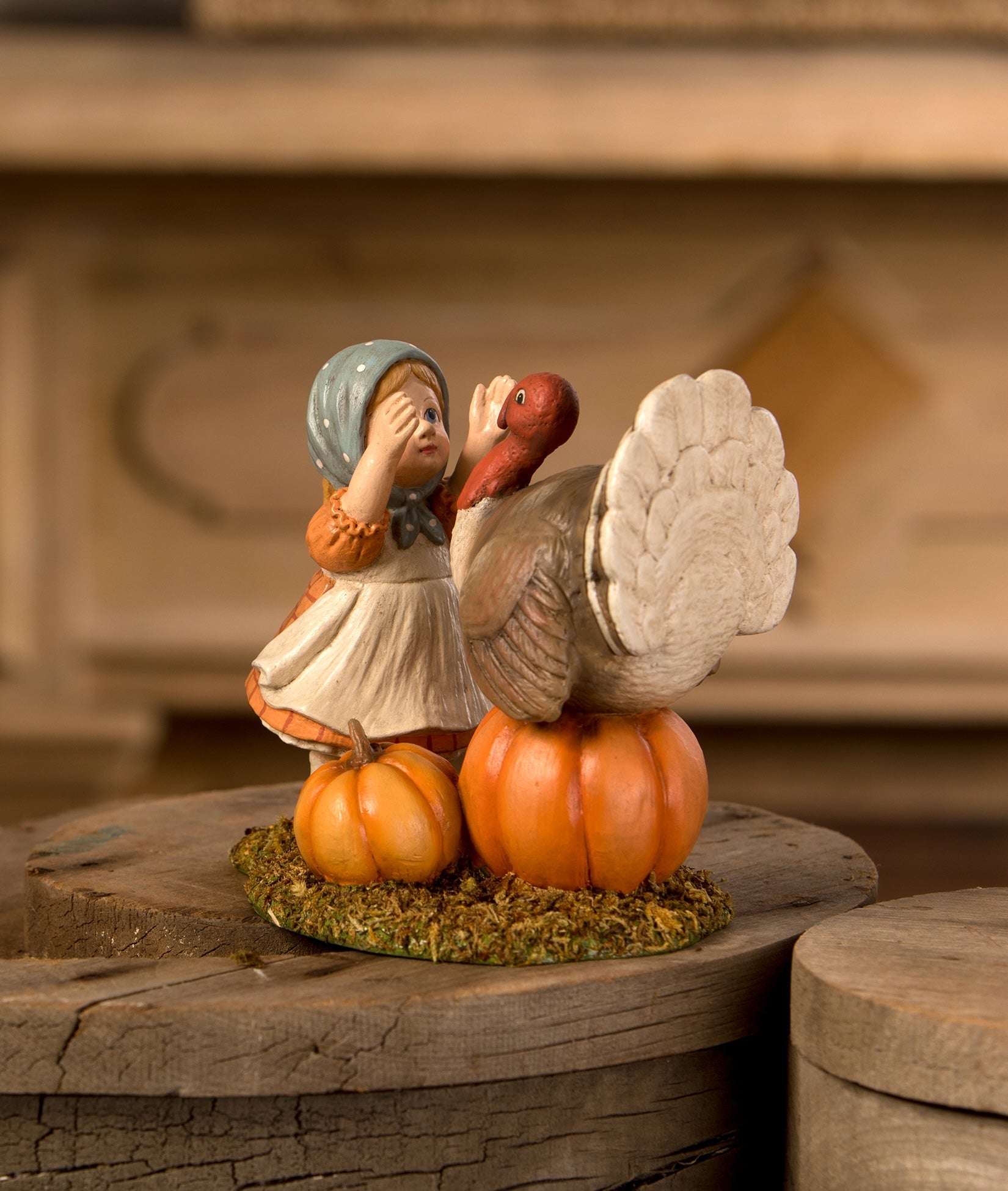 Bethany Lowe Trudy with Turkey Thanksgiving Figurine