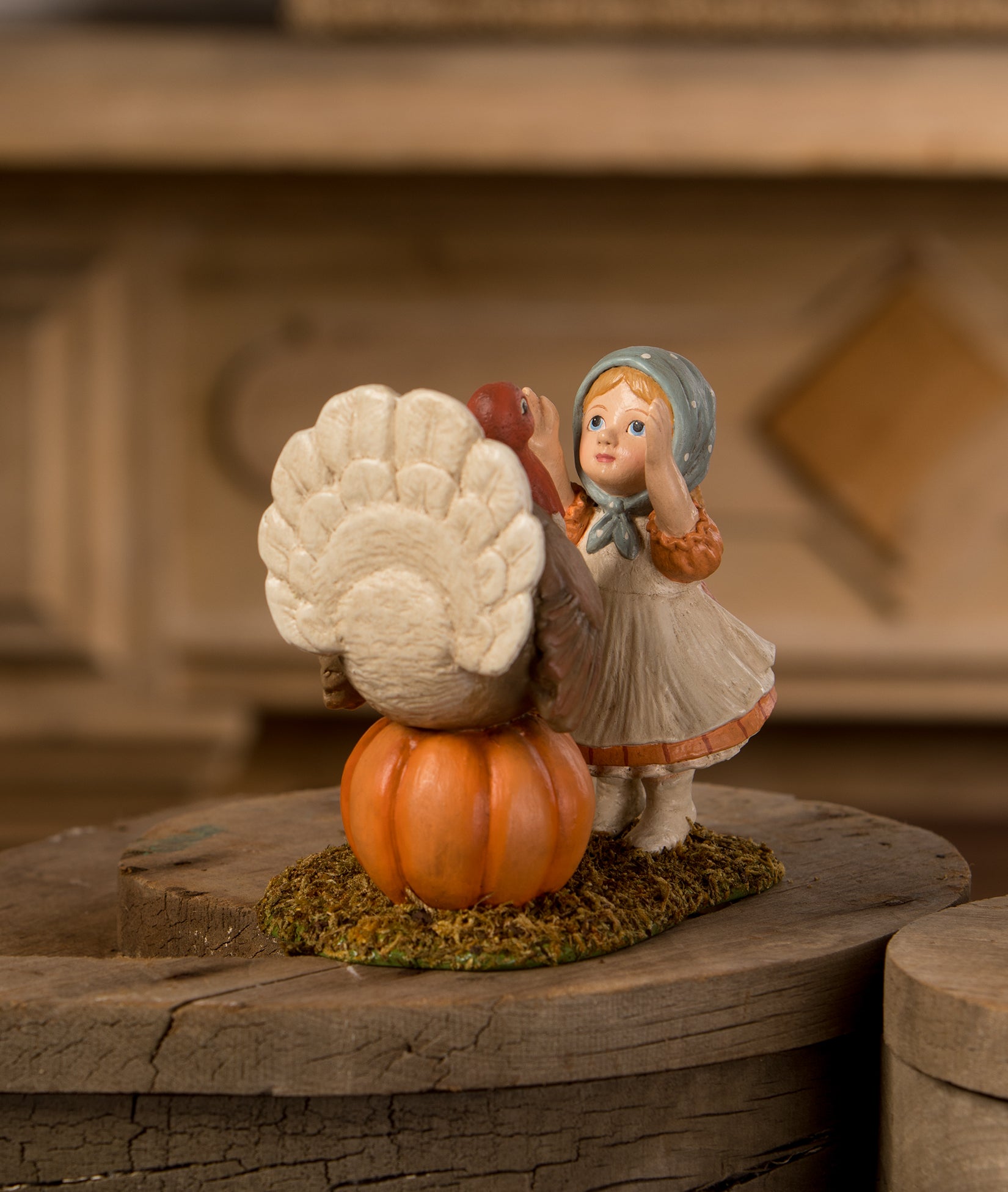 Bethany Lowe Trudy with Turkey - Thanksgiving Figurines