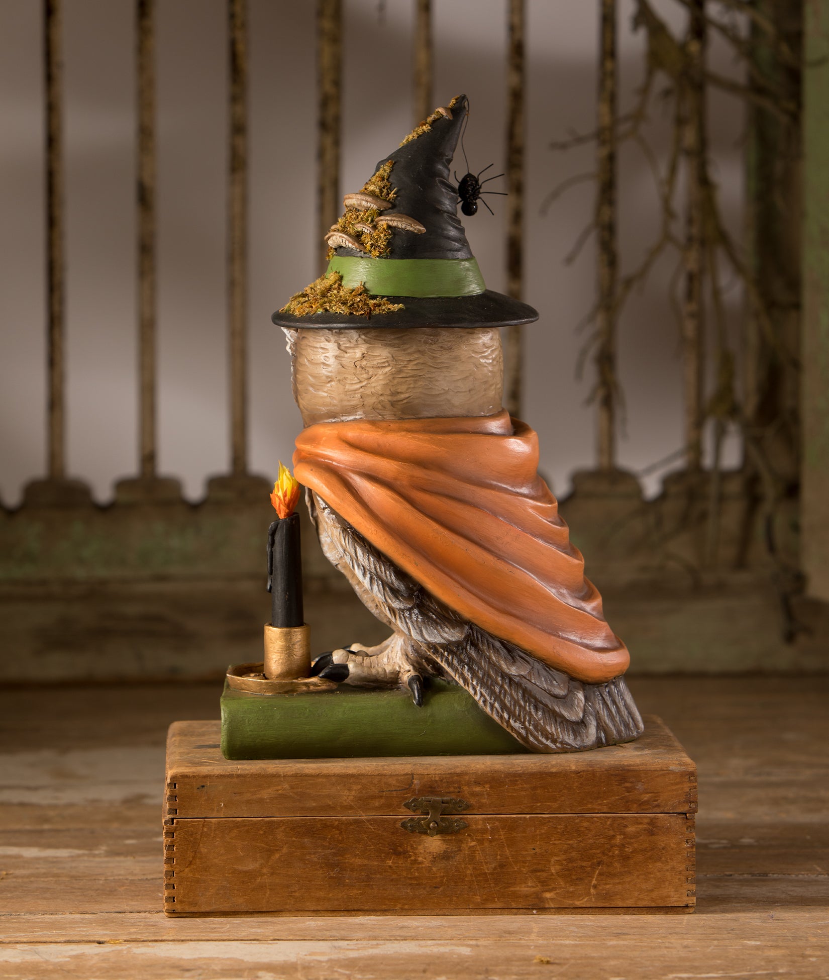 Bethany Lowe Woodsy Wizard Owl Figurine from the 2024 Halloween Collection