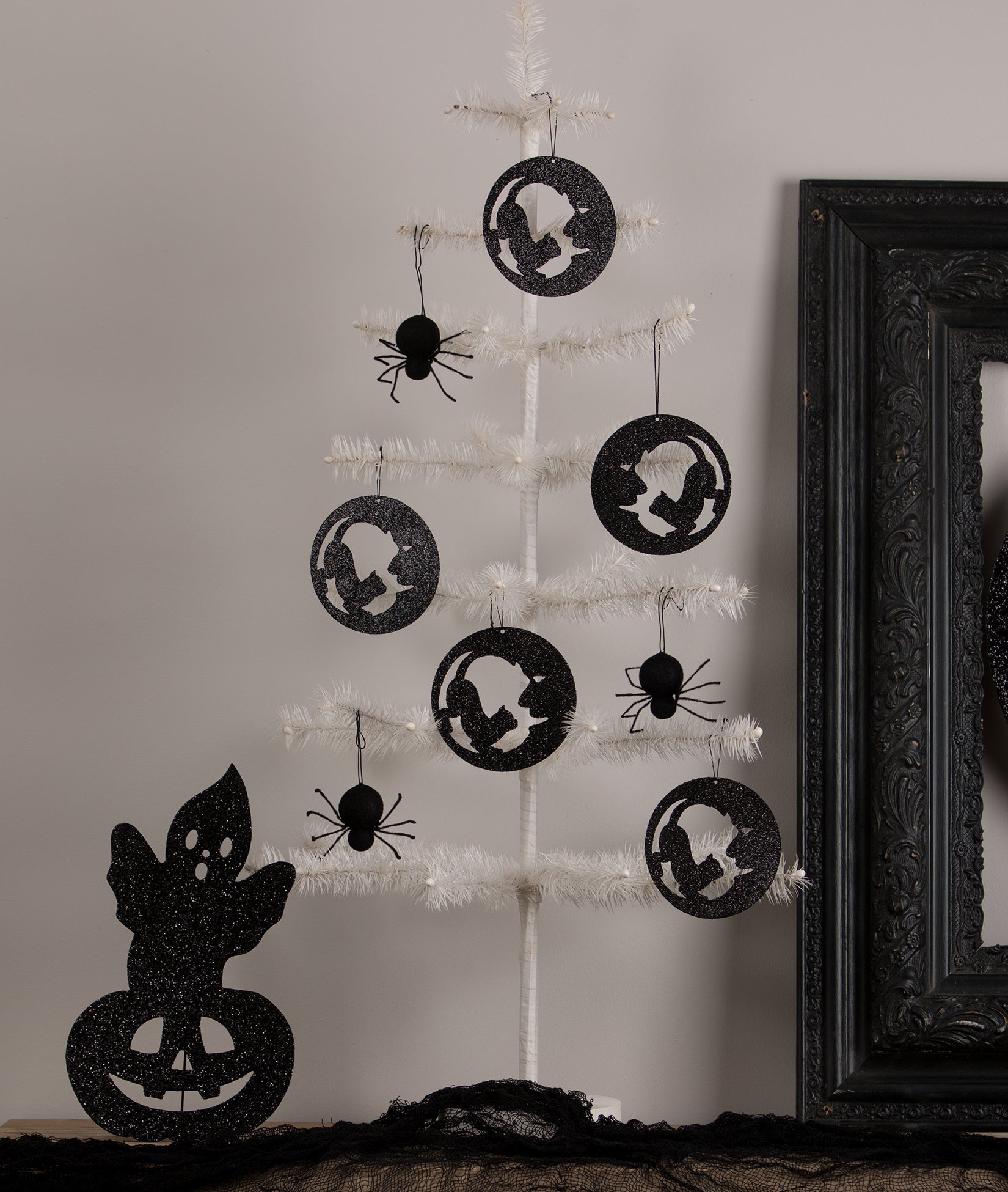 Black Spider Ornament, Flocked