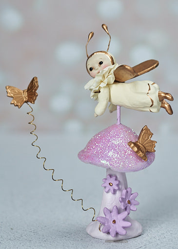 Blossom Butterfly Pixie Flying over Mushroom