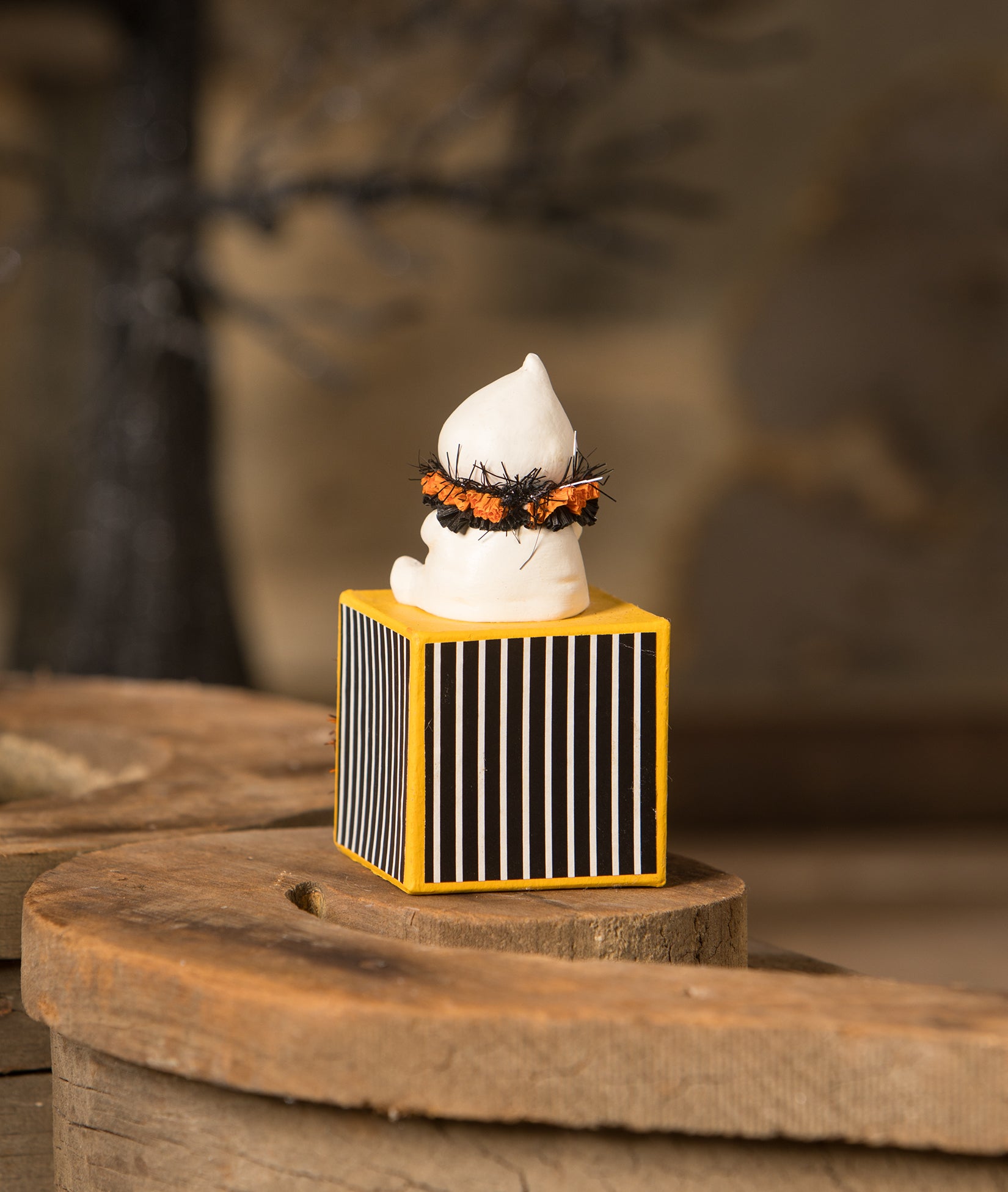 Boo Ghost on Block - Small & Cute Halloween Figurine