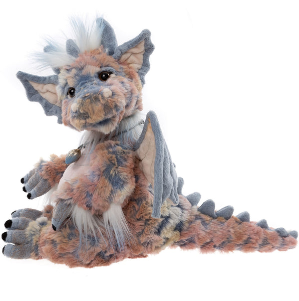 Nova Dragon Plush Stuffed Animal Pink Blue Spots by Charlie Bears