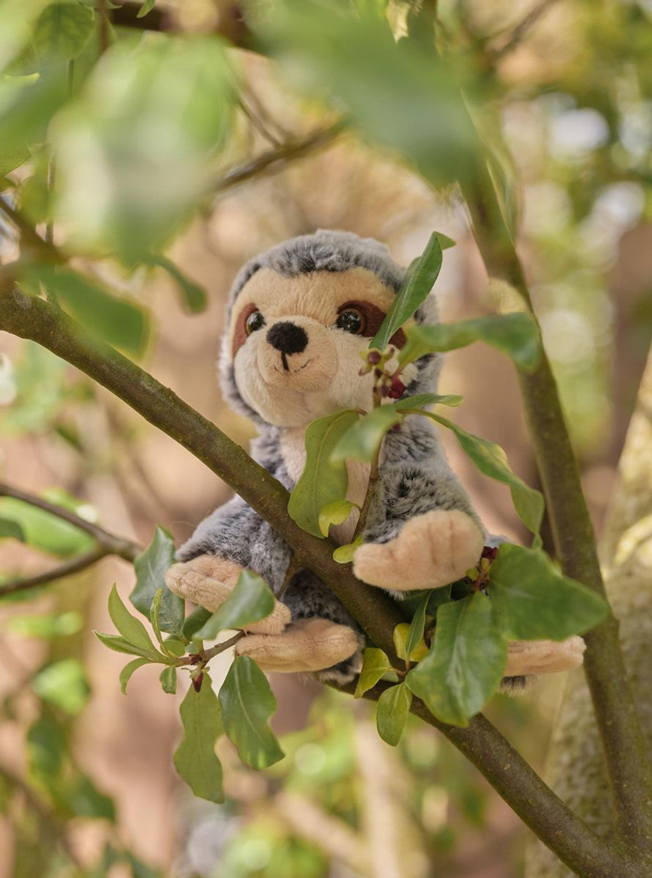 Charlie Bears Cuddle Cubs Sloth Plush Stuffed Animal shown in tree