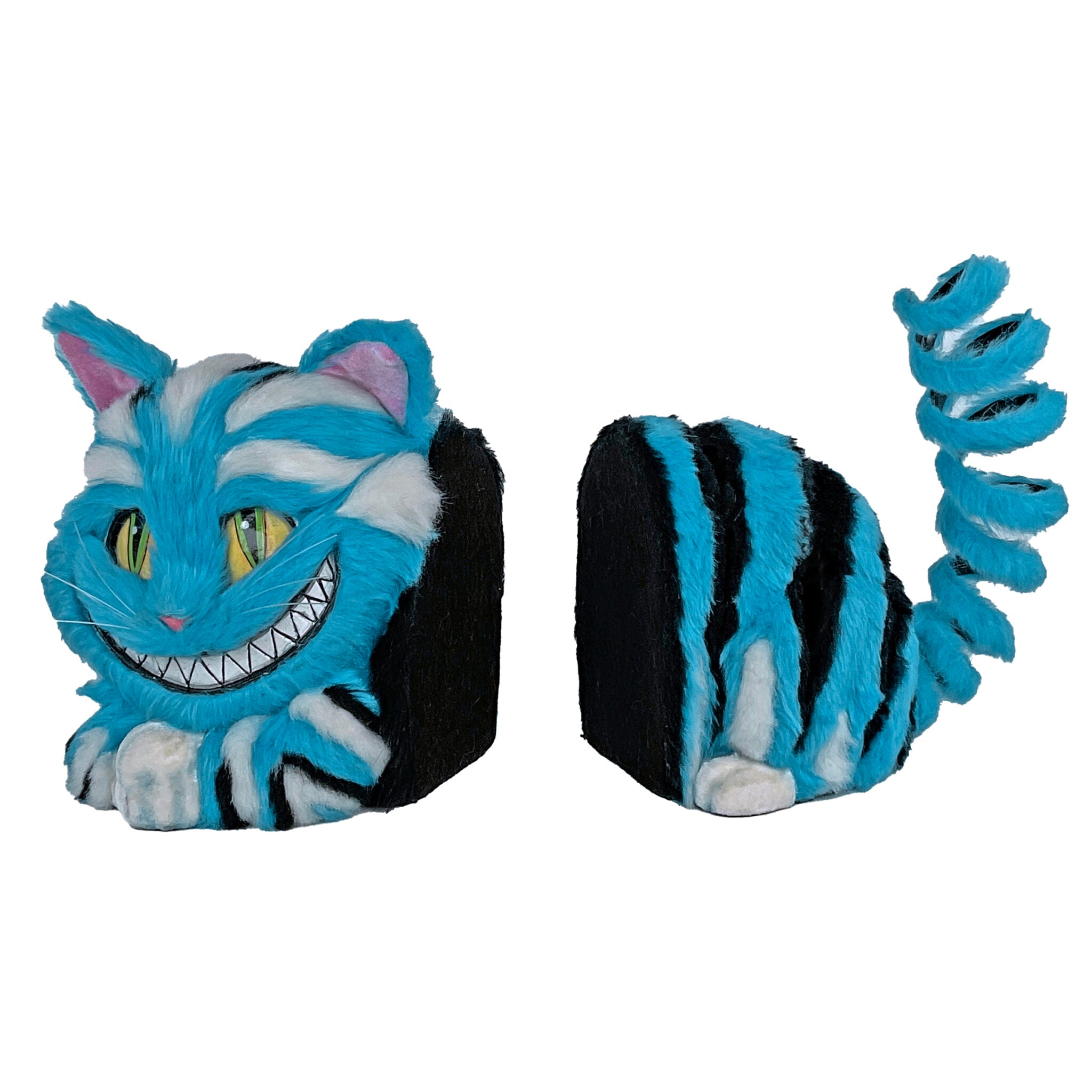 Cheshire Cat Book Ends with Blue Fur From Alice's Adventures in Wonderland