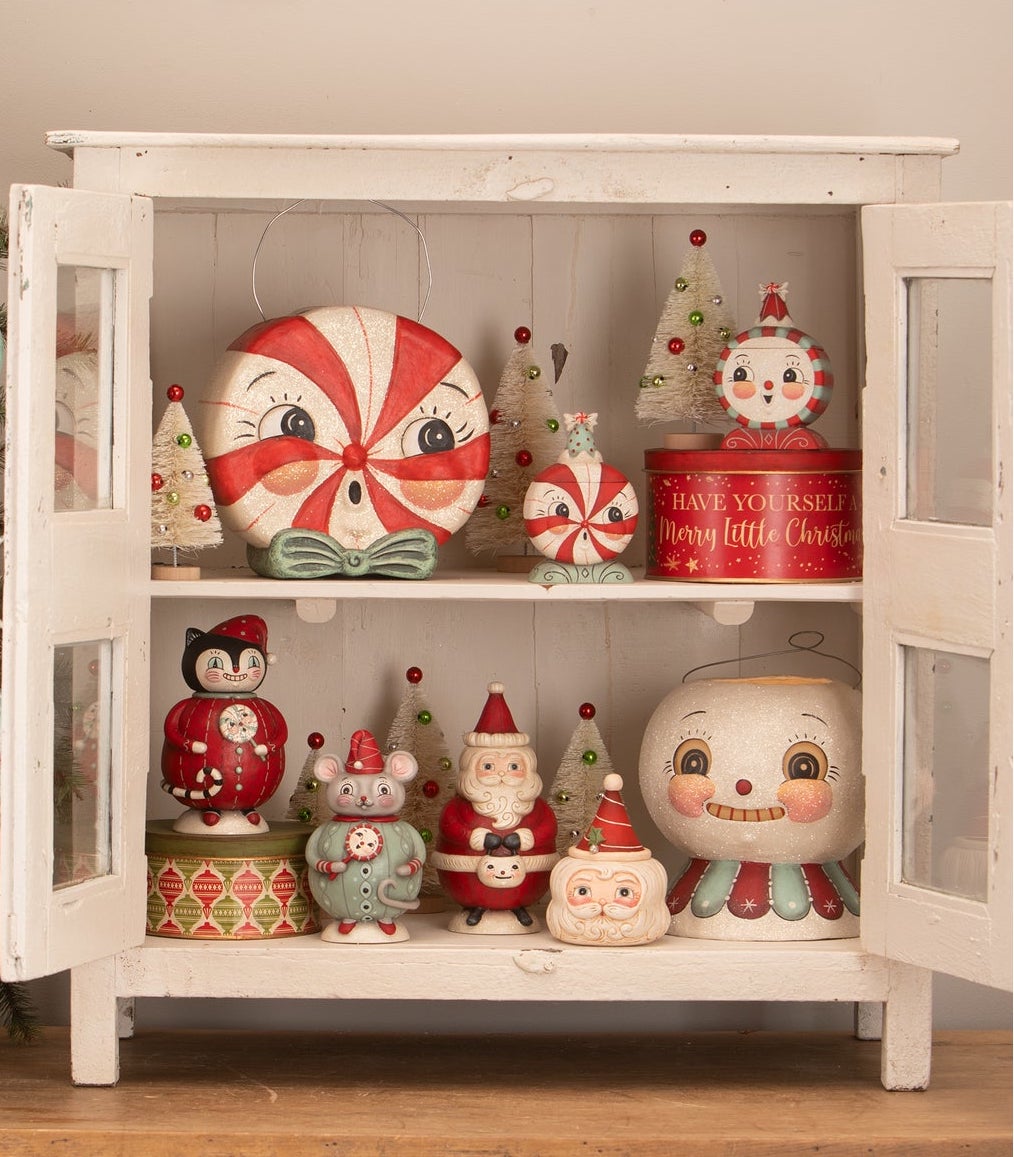 Christmas Hutch Decorated with Johanna Parker Figurines