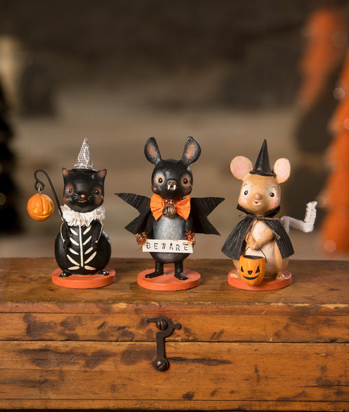 Skeleton Cat with Lantern | Cute Halloween Figurines Bethany