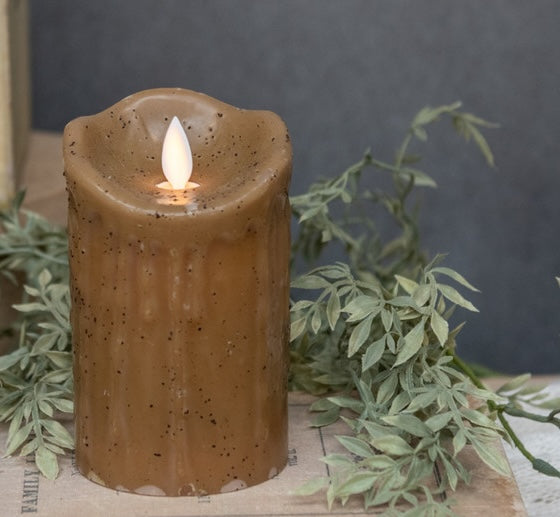Farmhouse Candle with fake flame, battery operated country style decorating