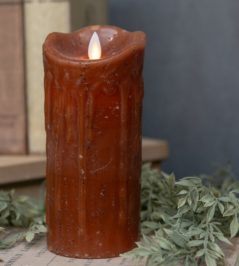 Farmhouse Candle with Flickering Flame, Ginger Brown