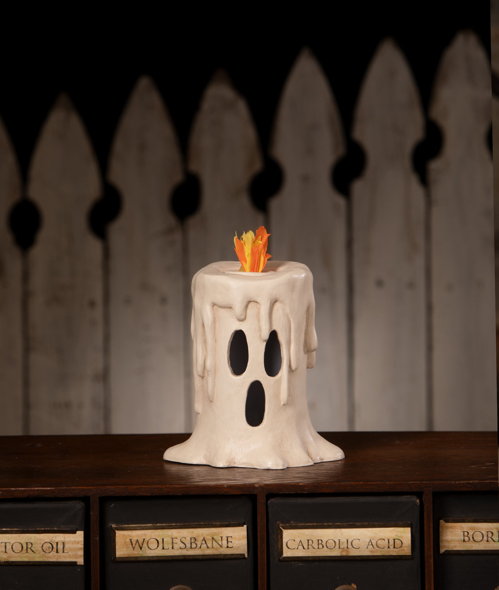 Ghost candle Luminary, tall from the Bethany Lowe 2026 Halloween Decorations Collection.