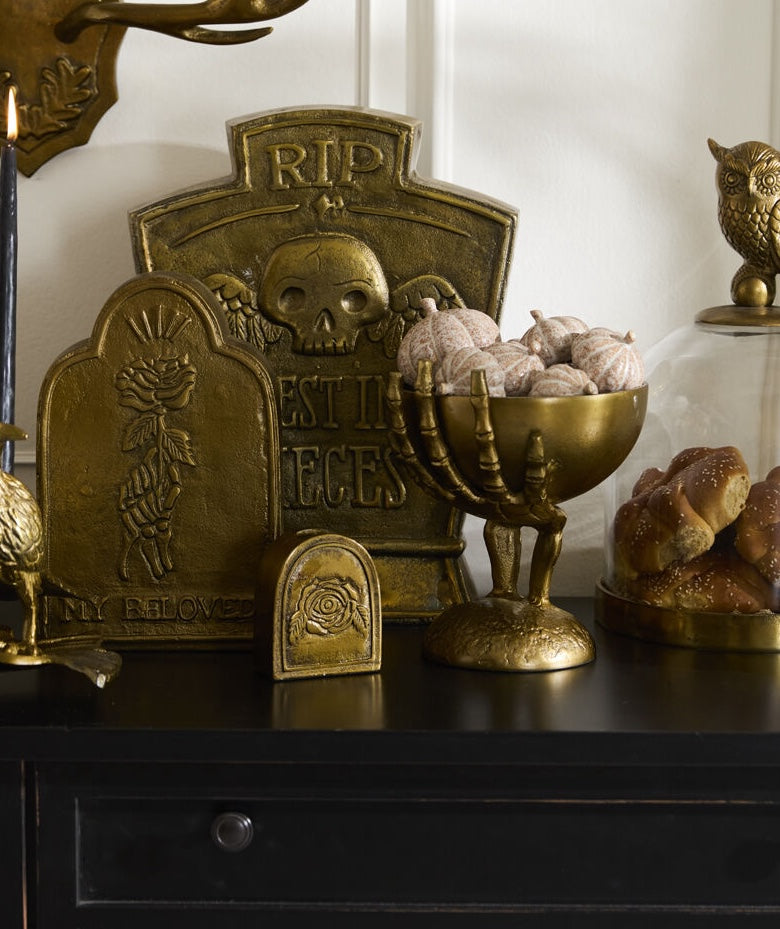 Antique Gold Metal Tombstone