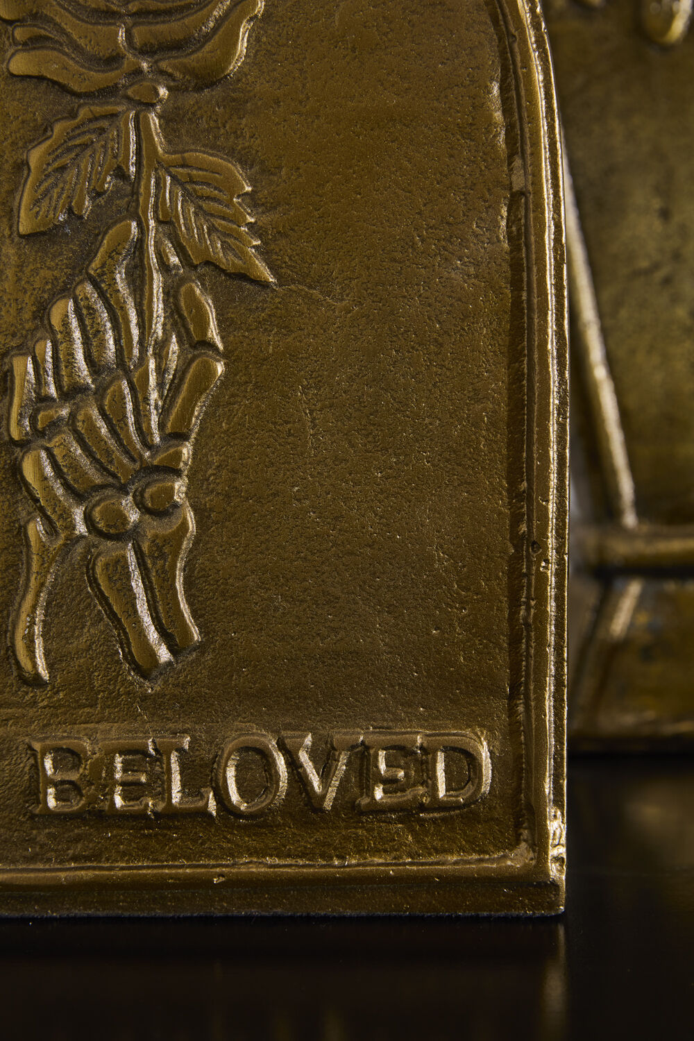 Antique Gold Metal Tombstone