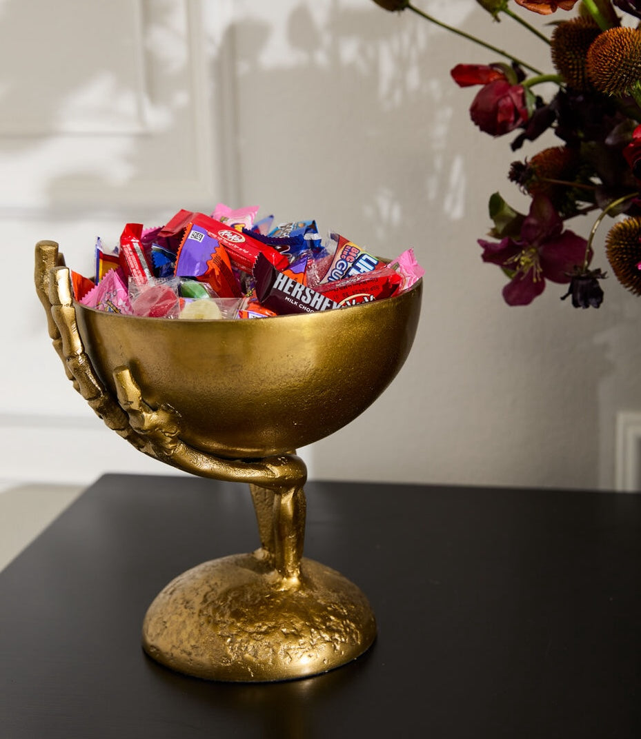 Antique Gold Skeleton Hand Bowl