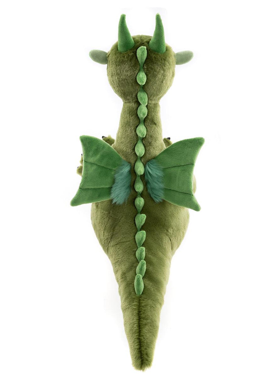 Green Dragon Plush Stuffed Animal by Charlie Bears shown backside
