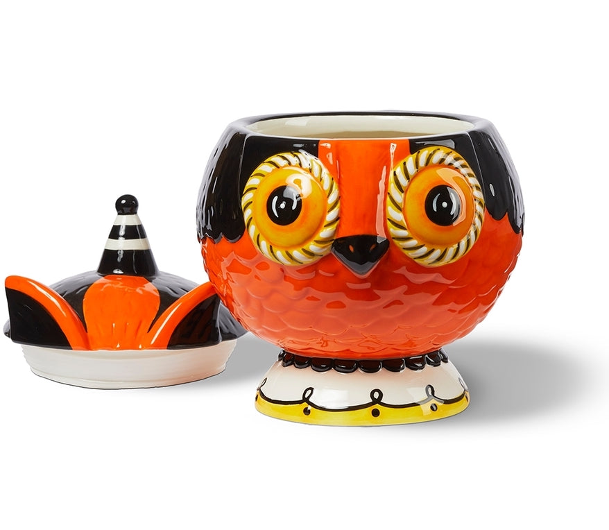 Johanna Parker Owl Cookie Jar in Halloween Colors