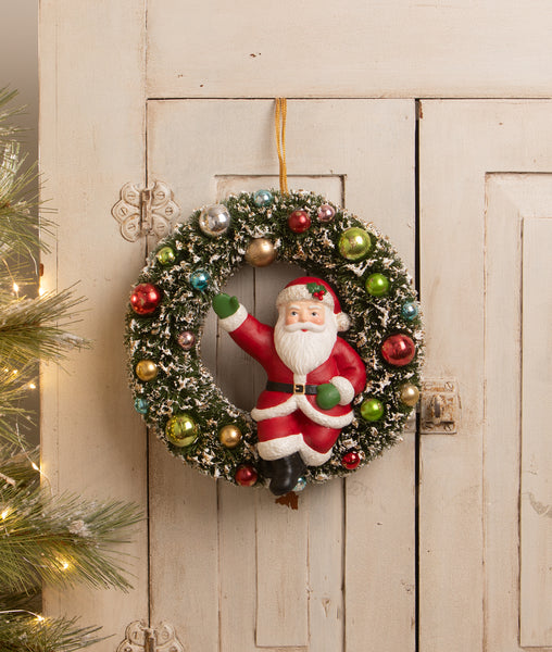 Kitschmas Santa in Wreath | Retro Christmas Decorations | Bethany