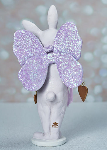 Lavender Bunny Rabbit Figurine with Wings