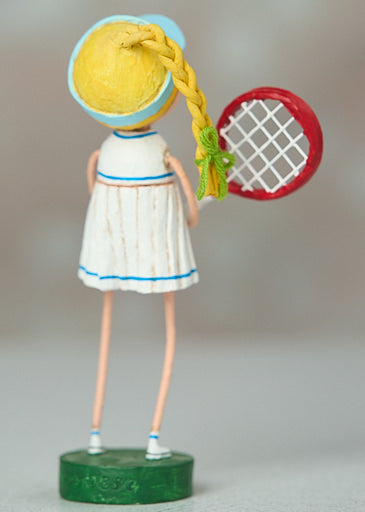 Courtney Tennis Player figurine by Lori Mitchell with long blonde hair in a braid
