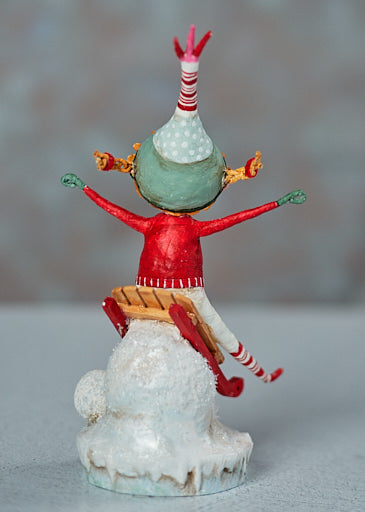 Lori Mitchell Downhill Dawn - Girl Sledding Figurine