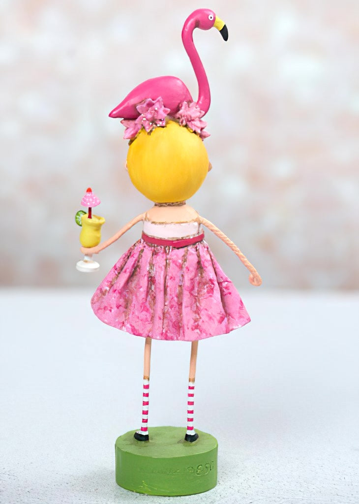 Lori Mitchell Fia Flamingo Figurine with a tropical drink