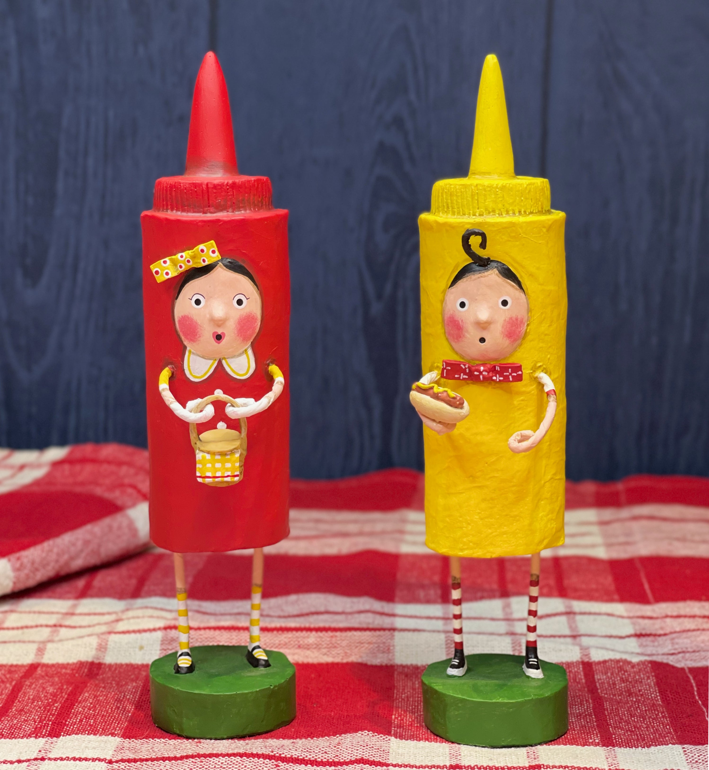Lori Mitchell Fancy Ketchup & Matty Mustard BBQ & Picnic figurines