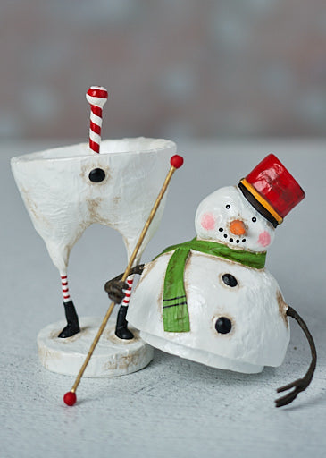 Lori Mitchell Frosty Fellow Snowman Container, shown open