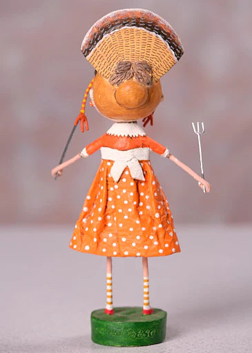 Lori Mitchell Turkey Time Figurine - Girl with Turkey on her Head