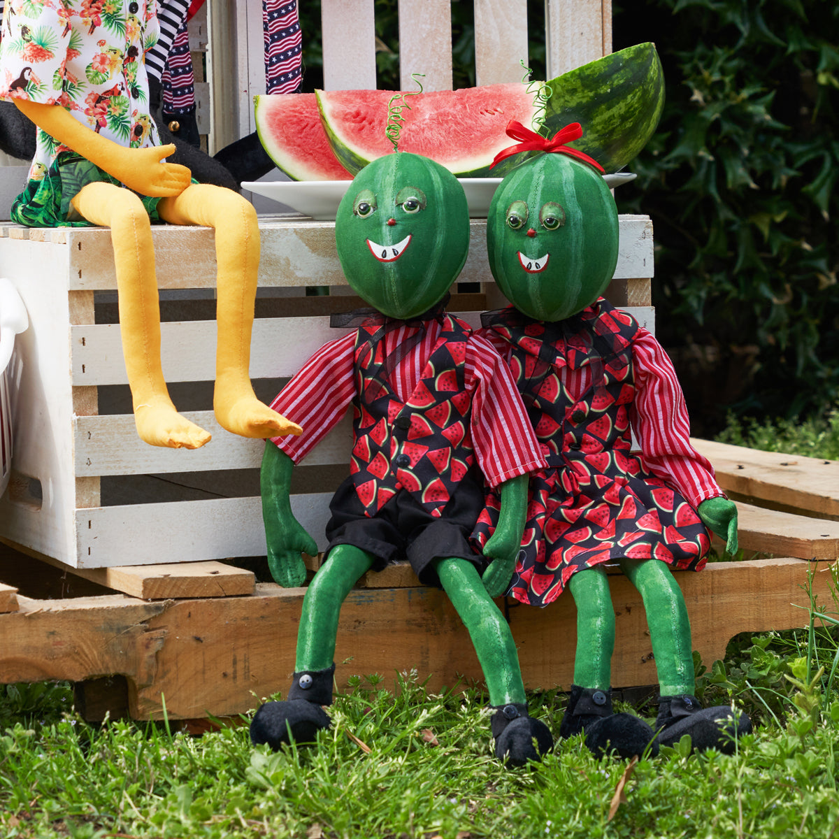 Cute 4th of July Decorations - Watermelon Dolls, Mandy & Miller Melon