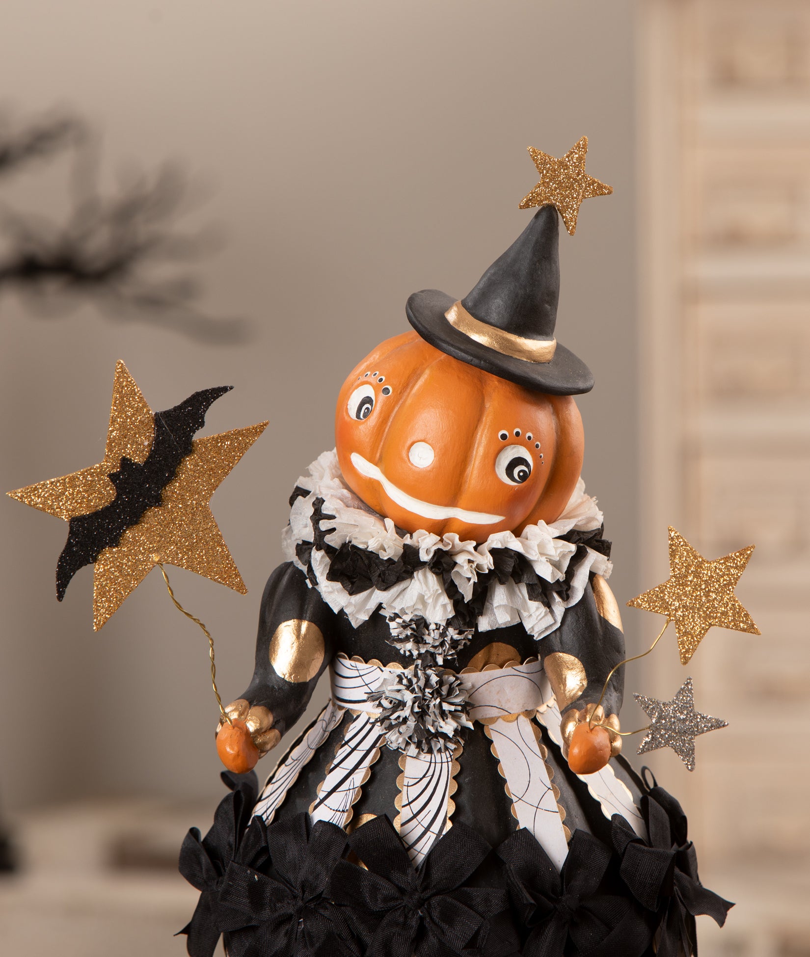 Miss Fancy Pants Jackie Pumpkin Witch Figurine design by Dee Foust-Harvey for the 2026 Bethany Lowe Halloween Decorations Collection.