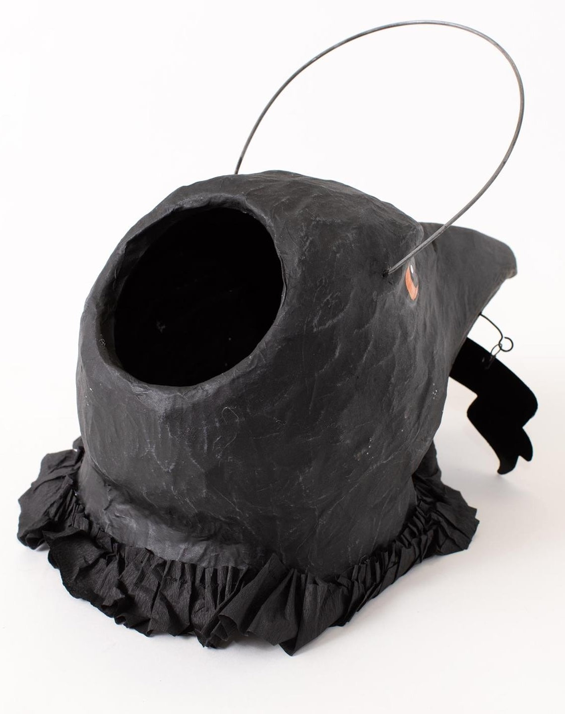 Paper Mache Raven Bucket. Edgar Allan Poe Halloween Decor.