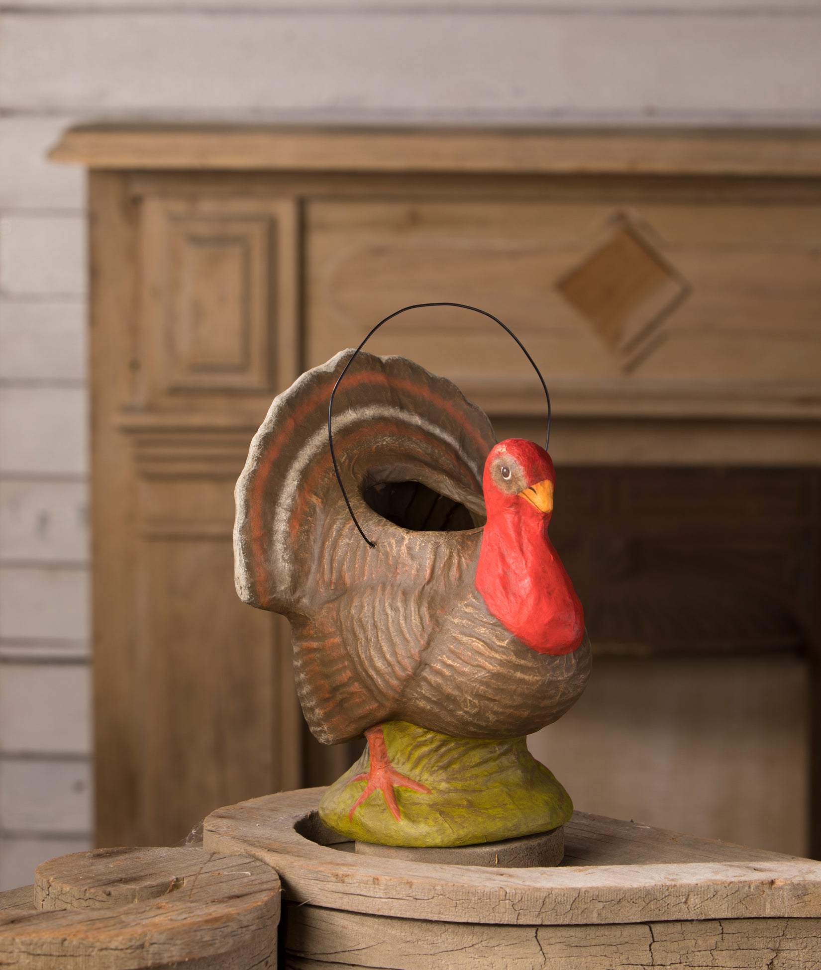 Vintage Turkey Bucket, Paper Mache