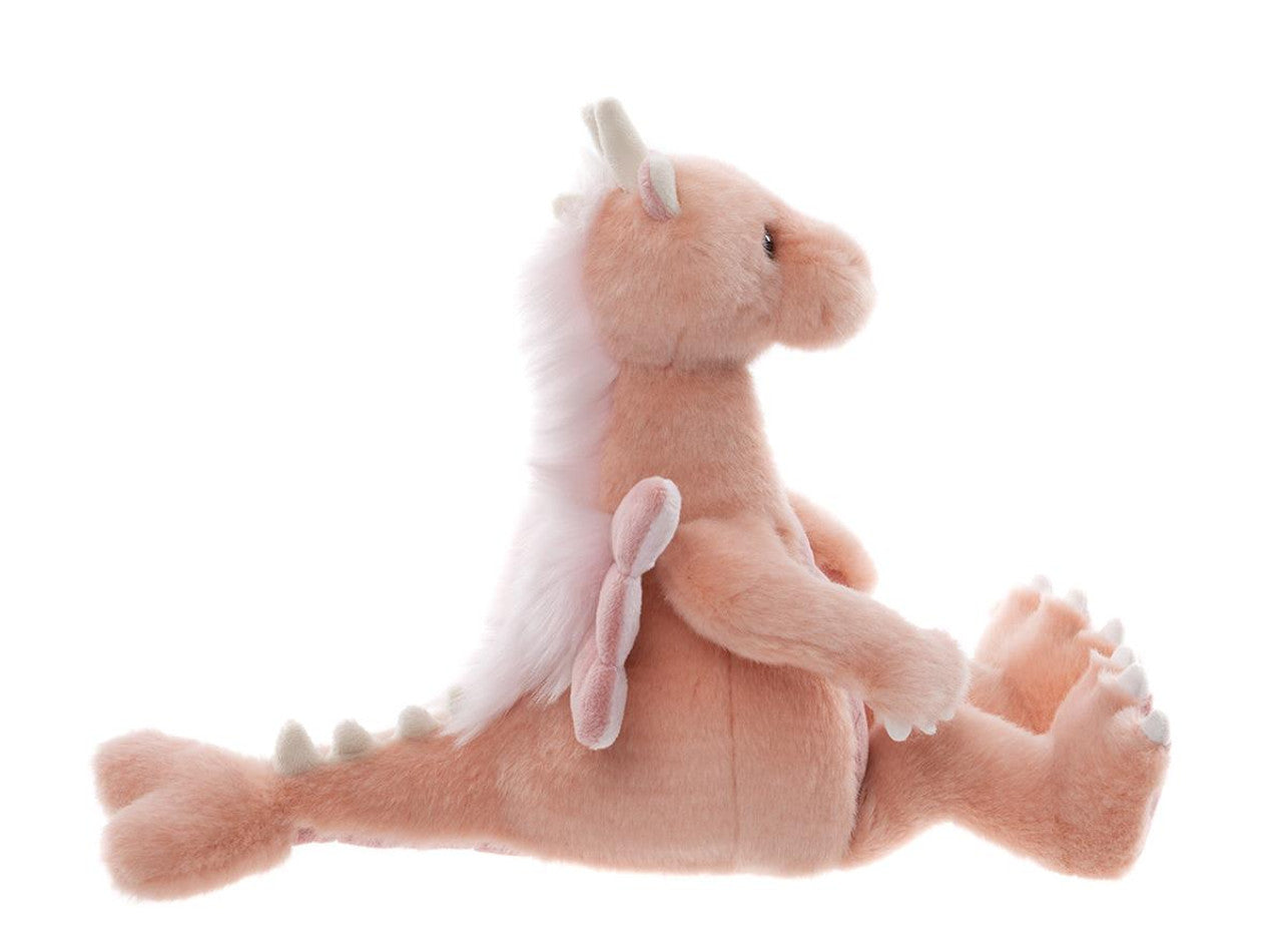 Pink Dragon Stuffed Animal by Charlie Bears Shown Sideview