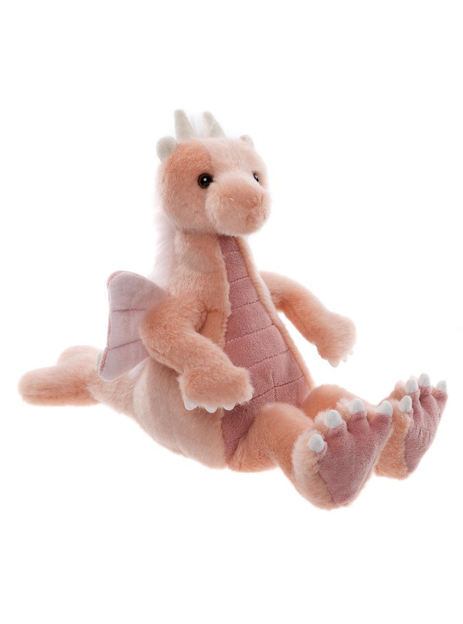 Pink Dragon Stuffed Animal, Hearts Plush by Charlie Bears