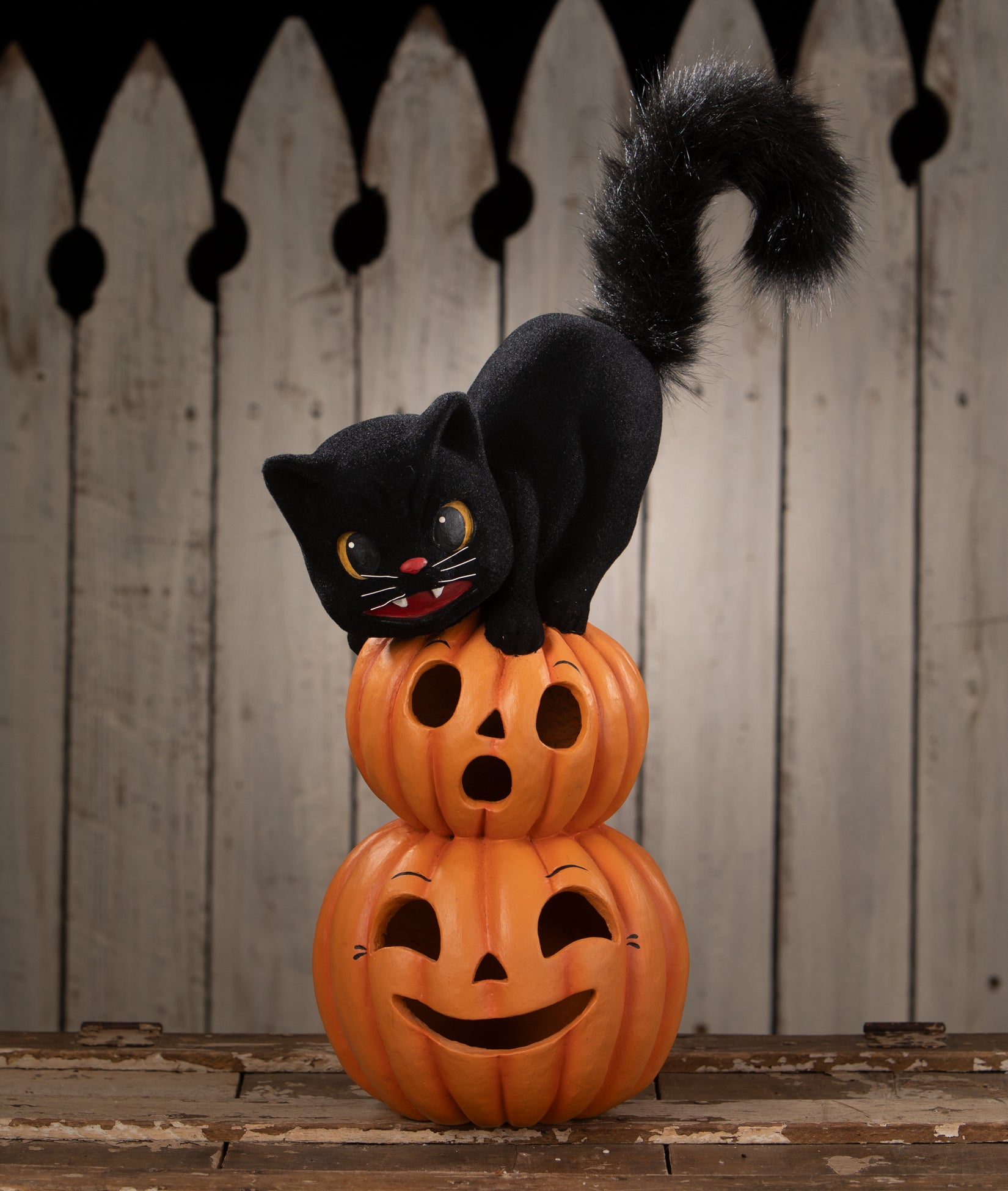 Pumpkin Stack Black Cat from the Bethany Lowe 2026 Halloween Collection.