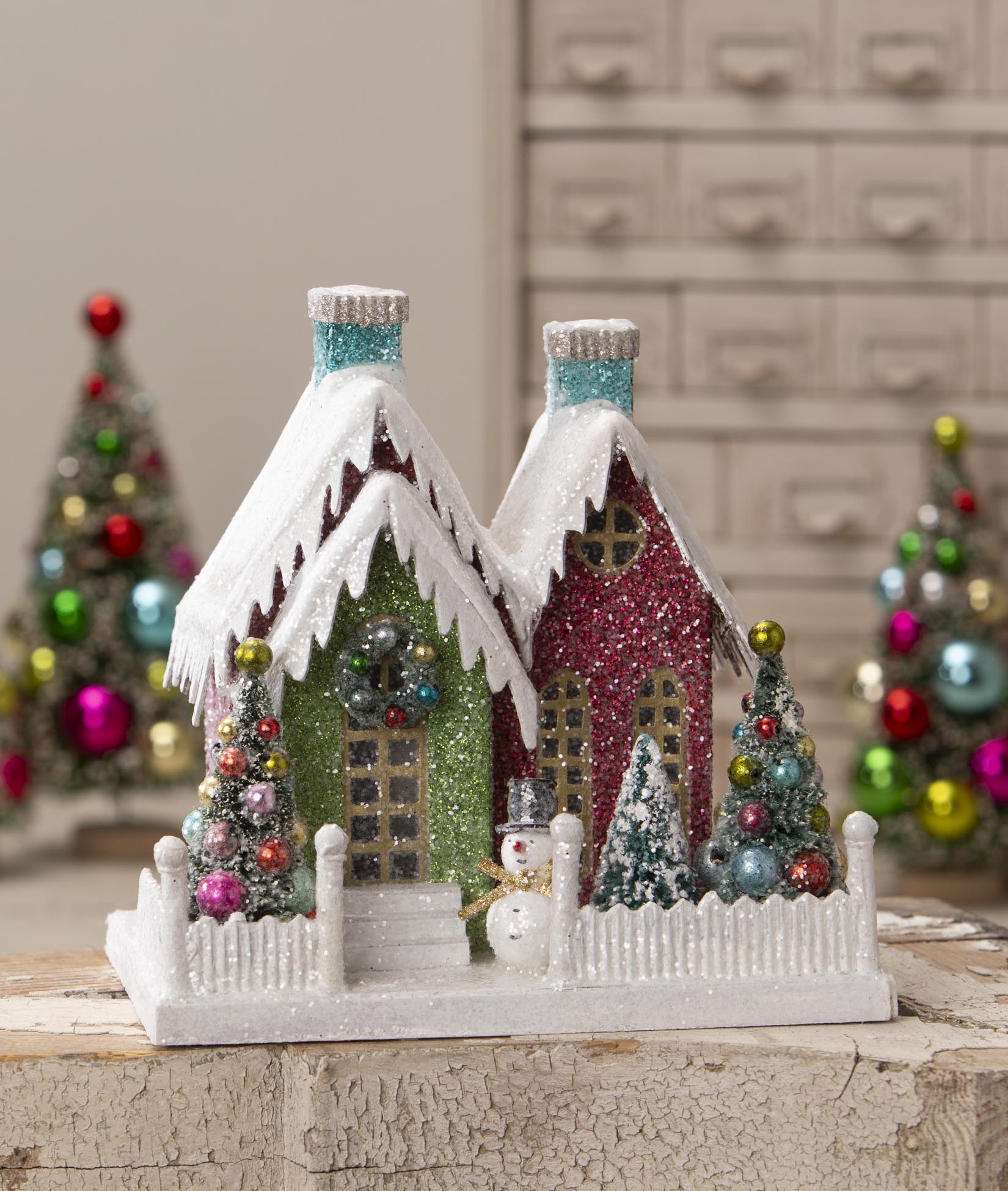 Snowman Kitschmas Cottage Putz House by Bethany Lowe Christmas