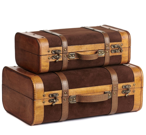 Steamer Trunk Boxes, Brown | Christmas Suitcase Display Box