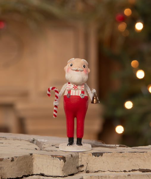 Santa in Red Suit with Suspenders on a Blue Background Ready for Santa in Red Suit with Suspenders on a Blue Background Ready for