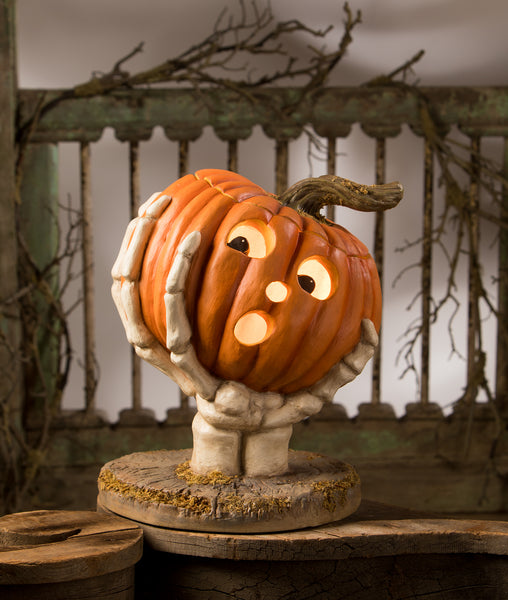 ハロウィン Jack-o'-lantern Abalone DA-11BL Ut-Oh Gotcha Pumpkin - Skeleton Holding a Jack-O-Lantern Bethany