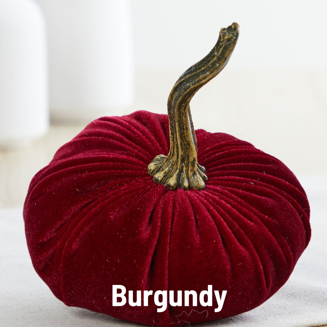 Burgundy Velvet Pumpkins - Small