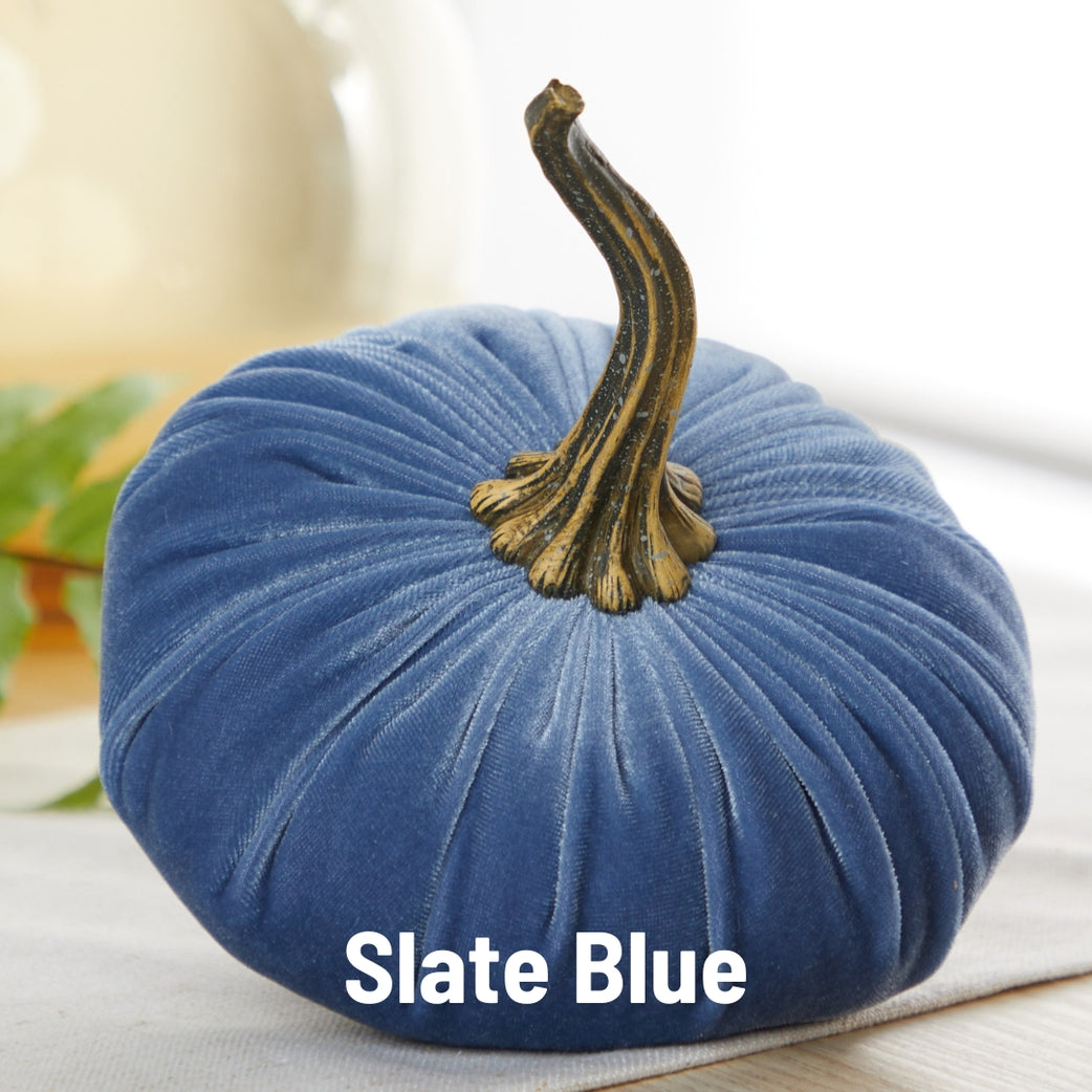 Slate Blue Velvet Pumpkins