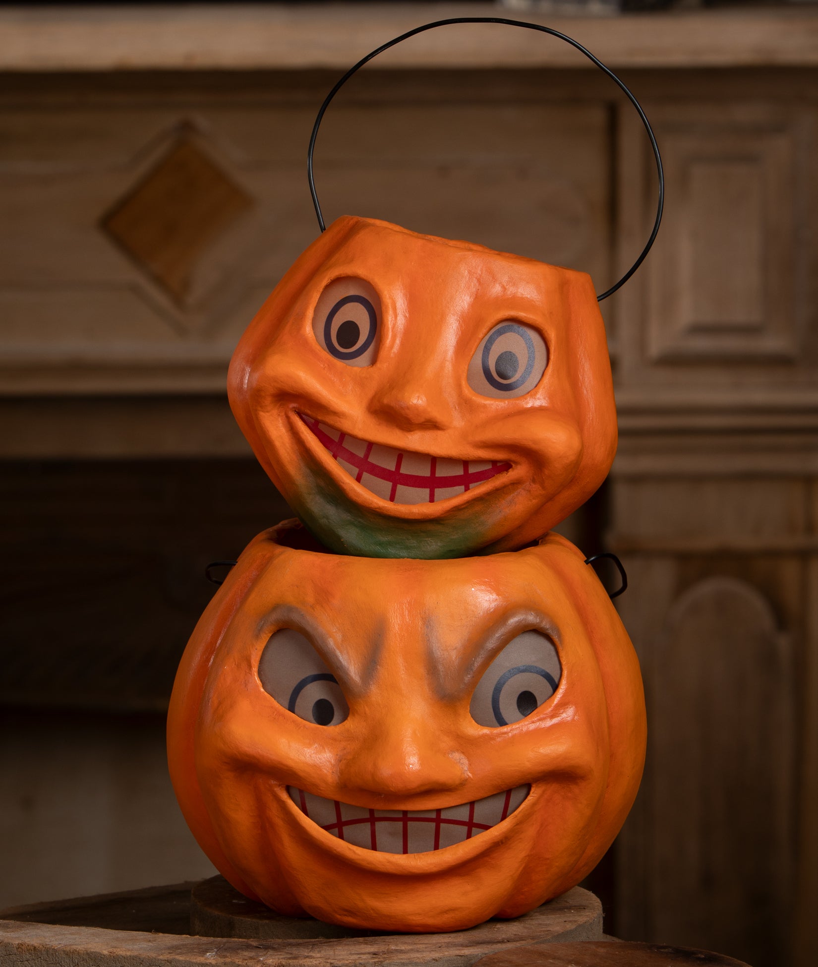 Vintage Mad Pumpkin Bucket, Paper Mache