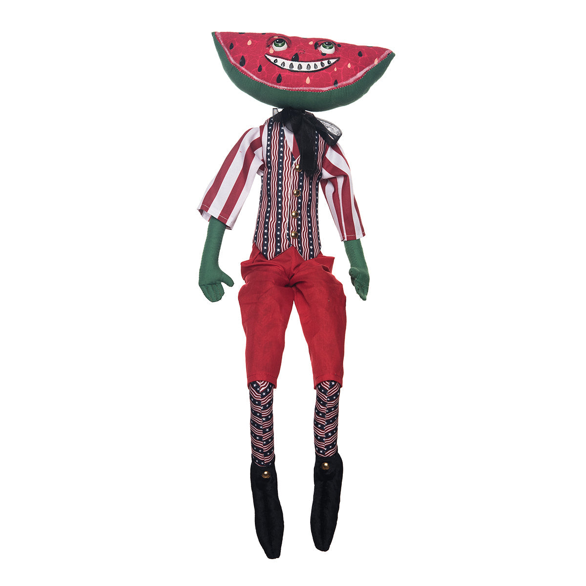 Walter Melon Watermelon Doll wearing 4th of July themed clothes