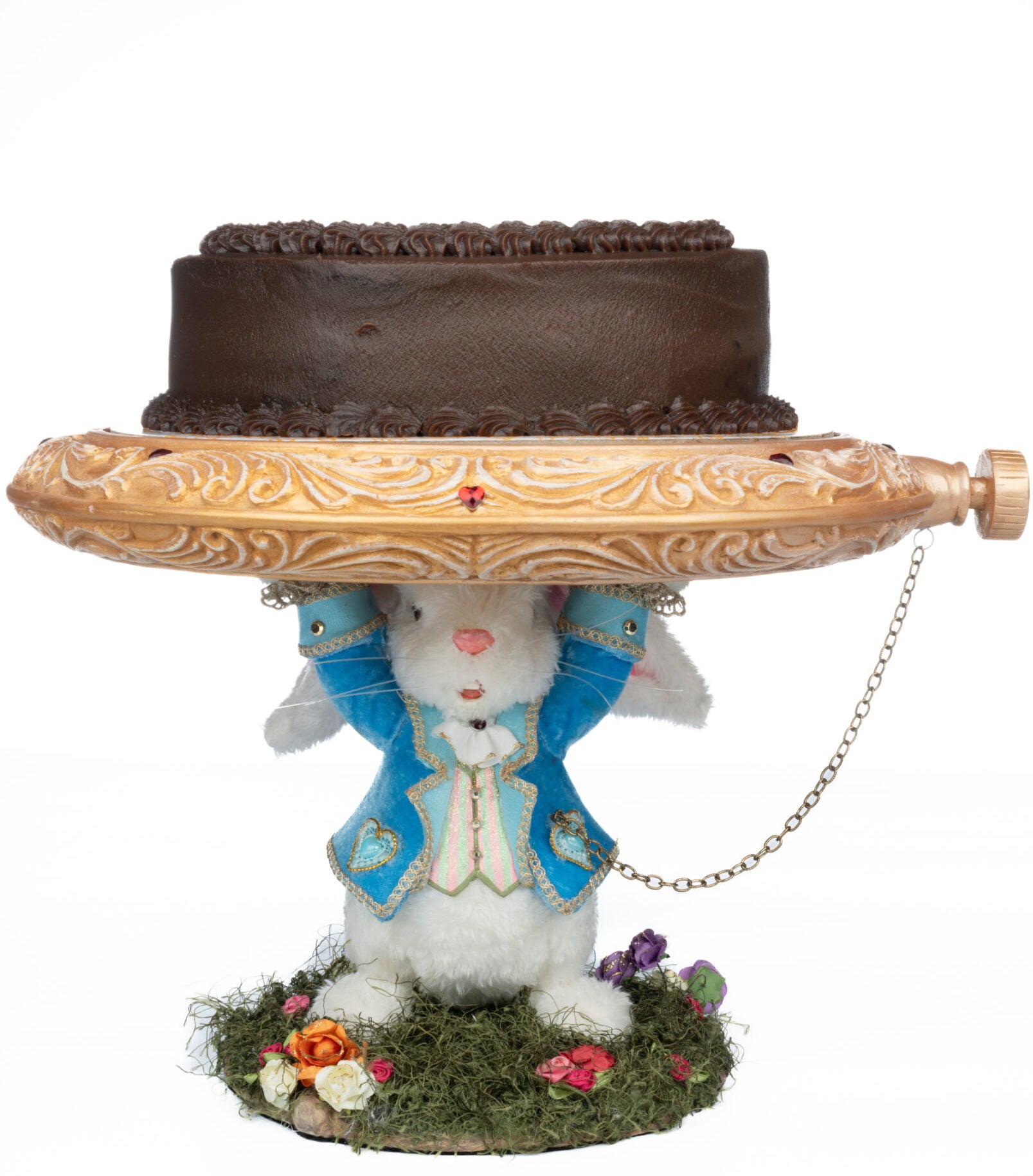 White Rabbit Pocket Watch Cake Plate - Mad Hatter Tea Party Cake Stand