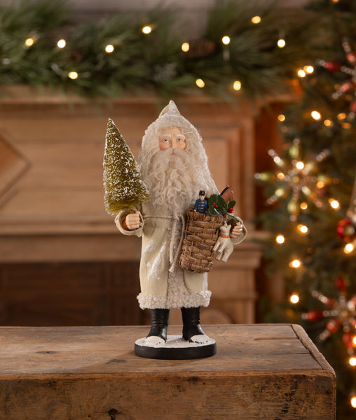 コレクション Steiff 1999 CHRISTMAS-TREE MAN WHITE Winter White Santa with Toy Basket | Old Fashioned Christmas