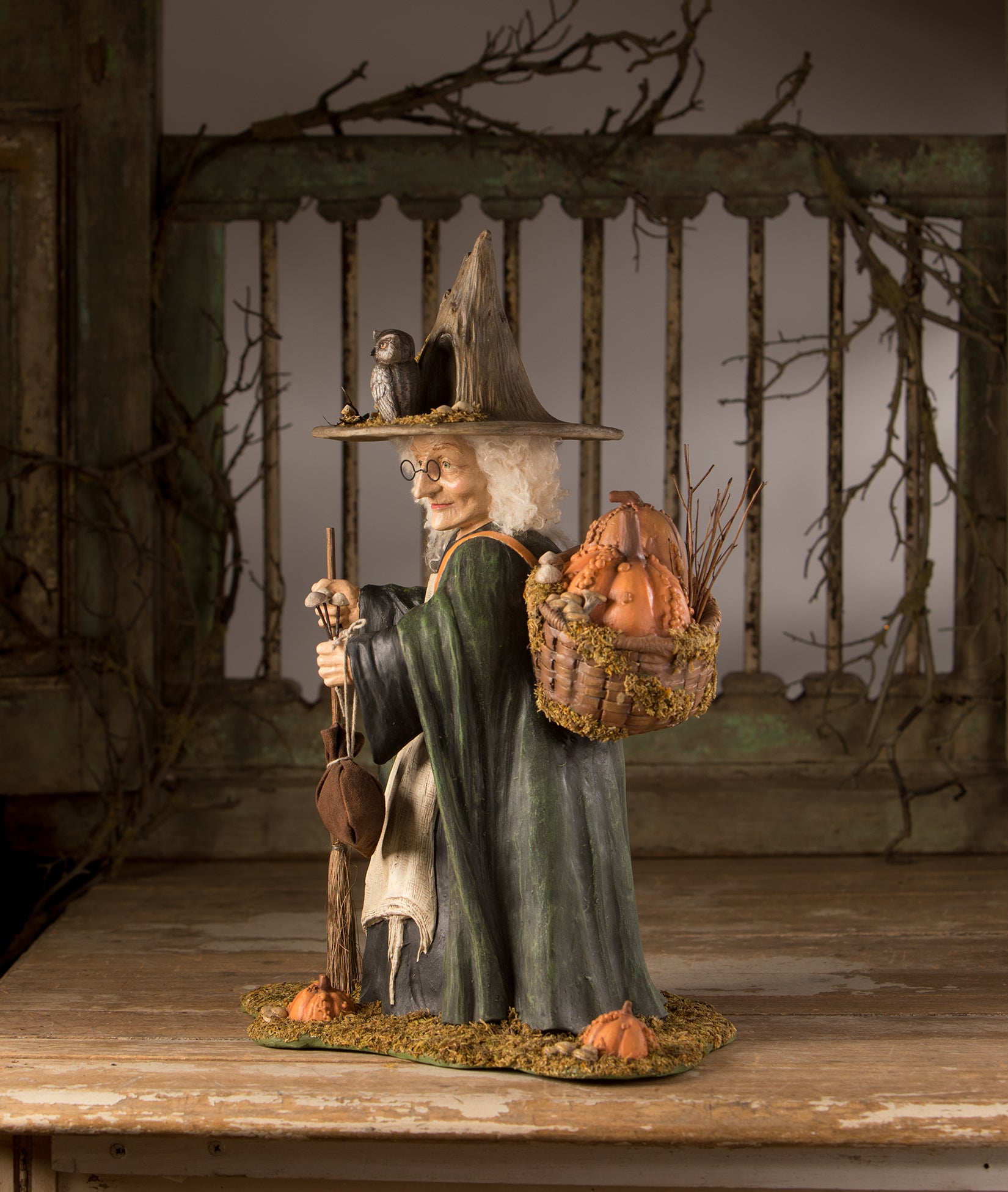 Bethany Lowe Woodsy Wrenna Witch with Owl