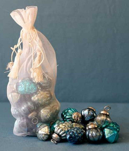 Blue Jewels Mini Mercury Glass Ornaments